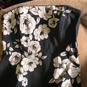 Floral Black Cream and White Bustier Top